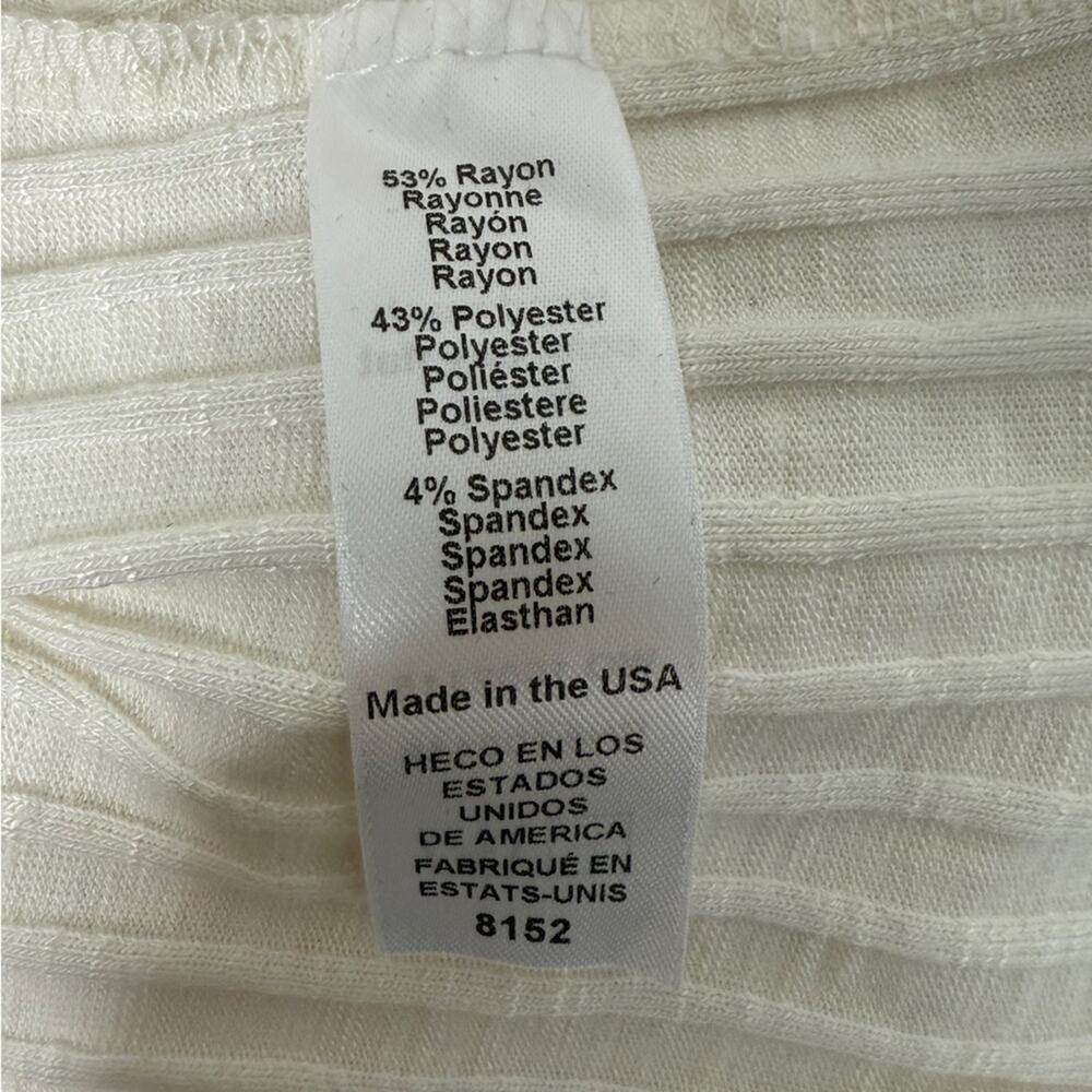 Michael Stars Asymmetrical Ribbed Dolman Sleeve Top Ivory L — Made in USA - Picture 4 of 4